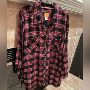 NWT Ruby Rd Western Boho Cowgirl Casual Plaid Lightweight Flannel Shirt 3X